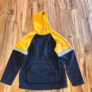 Y2K Arizona Colorblock Fleece Mens Hoodie Navy Yellow Pullover 2000s Size L